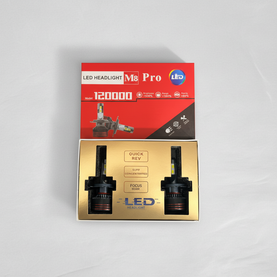 M8 Pro 1000W LED Headlight – High Power, Ultra Bright Car LED Bulb | Premium Cooling & Long-Range Beam