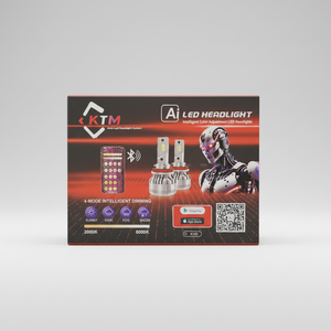 KTM 6500W AI Mobile Controlled LED Headlight – High Power 2 Copper Cooling | Smart App Control & Ultra Bright Car Headlamp